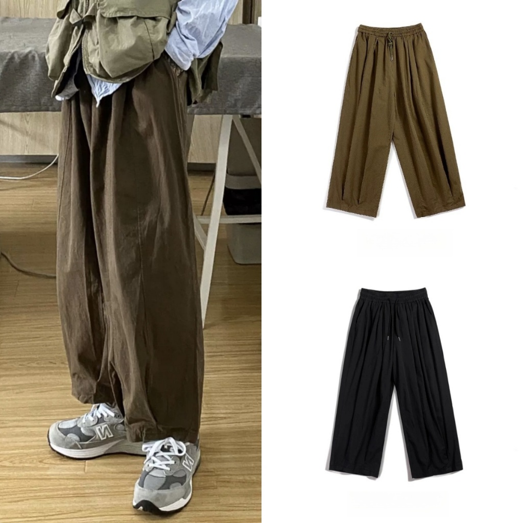 ⚡️ProMan⚡️กางเกงขายาวผู้ชายวินเทจ  ขากว้าง  oversize  ลำลอง  กีฬา