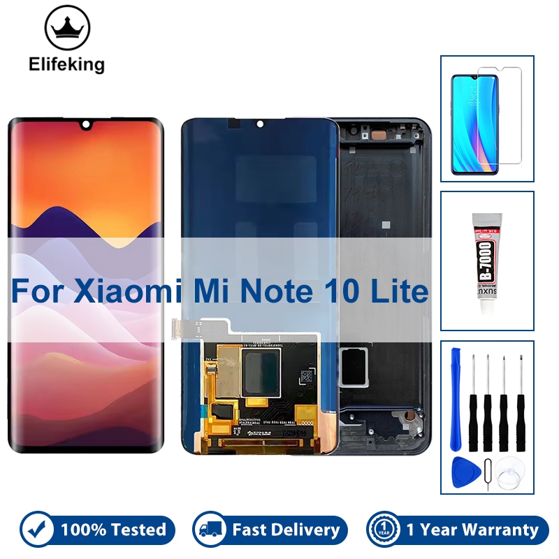 ทดสอบ 100% สําหรับ Xiaomi Mi Note 10 Lite จอแสดงผล LCD Touch Screen Digitizer Assembly อะไหล่ฟรีซ่อมเครื่องมือ