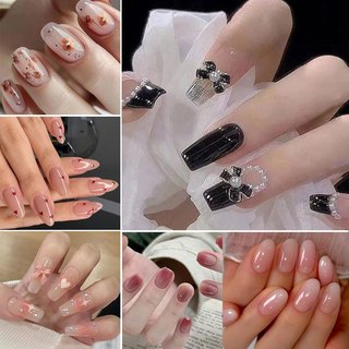 French Fake Nails Set with Glue, Acrylic Full Nail Extension Set & Accessories