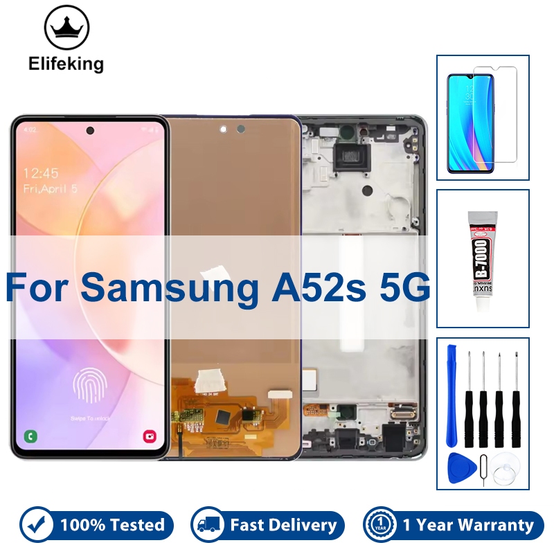 ทดสอบ 100% สําหรับ Samsung Galaxy A52s 5G A528 จอแสดงผล LCD SM-A528B/DS หน้าจอสัมผัส Digitizer กรอบอะไหล่ซ่อมประกอบ