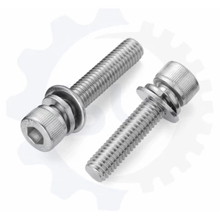 [SENYAN]น็อต สกรู หัวจม สวมแหวน อีแปะ+สปริง สเตนเลส 304 เกลียวมิล หยาบ M5 M6 M8 M10/ Cap Head SEM SUS