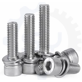 [SENYAN]น็อต สกรู หัวจม สวมแหวน อีแปะ+สปริง สเตนเลส 304 เกลียวมิล หยาบ M5 M6 M8 M10/ Cap Head SEM SUS