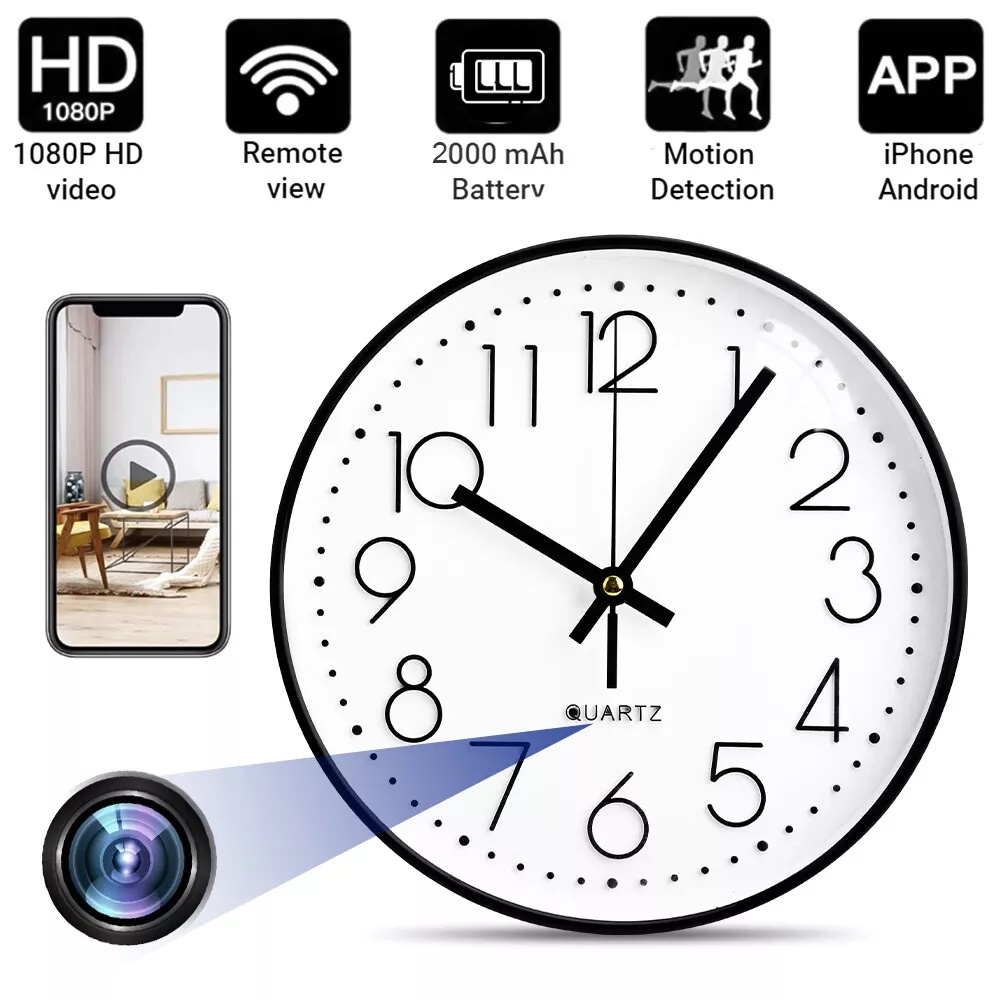 2025 ใหม่ 1080P HD Wifi IP Wall Clock Home Security Nanny กล้องสนับสนุนโทรศัพท์ Remote View