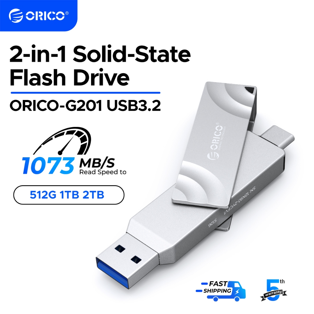 ORICO flashdrive 2-in-1 แฟลชไดรฟ์ Type-C USB 3.2 512GB/1TB/2TB อินเตอร์เฟซคู่ แบบพกพา สําหรับคอมพิวเ