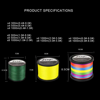 Jof Series 1000M PE สายตกปลา 4 Strands สายตกปลาแบบถัก Multifilament สายตกปลา 8-80LB