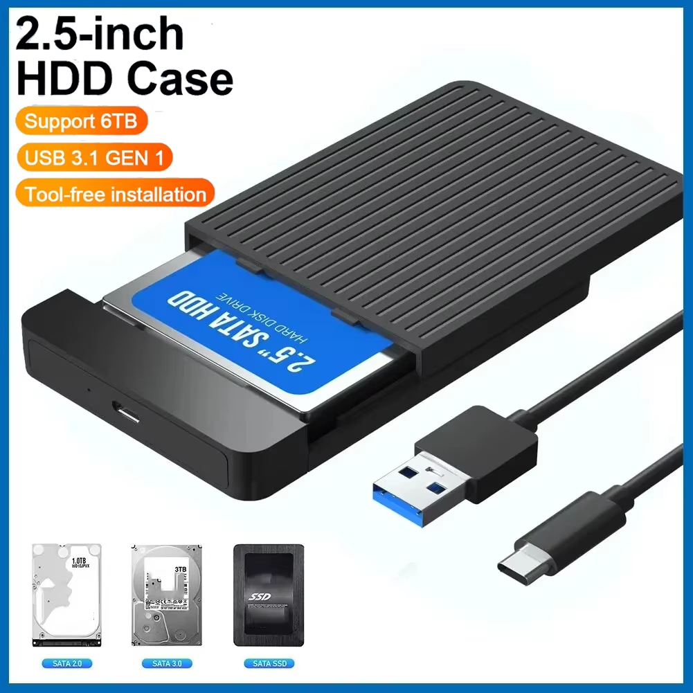 Hdd/ssd Case SATA to USB Adapter Case 6Gbps HD External Hard Drive Enclosure Box for Disk HDD Type-C Enclosure