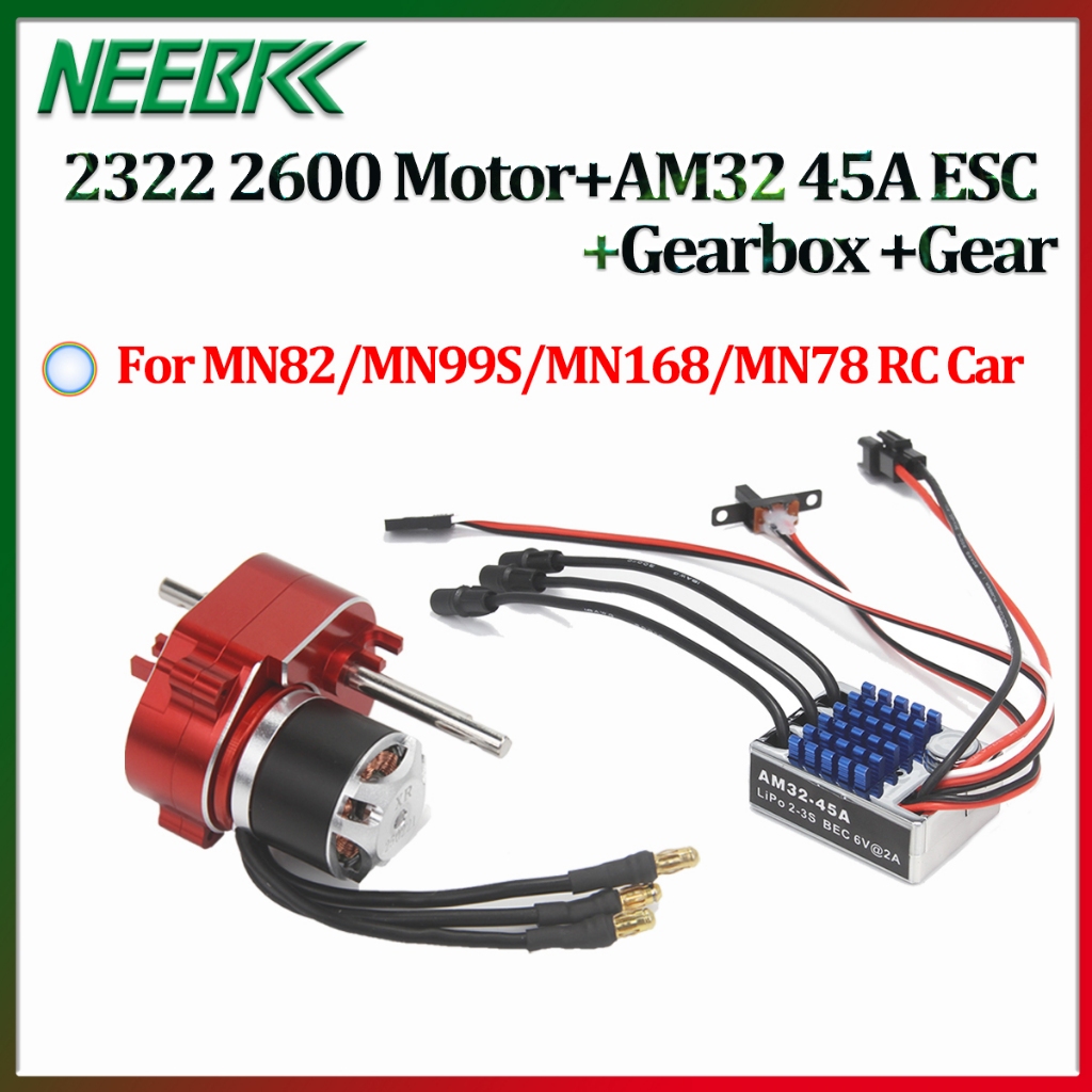 Neebrc 2322 2600KV Outrunner มอเตอร์แบบไม่มีแปรงและเกียร์ AM32 45A Brushless ESC สําหรับ Rc MN99s MN168 MN82 MN78 Crawler อัพเกรดชุด Combo อะไหล่มอเตอร์ไฟฟ้าเครื่องยนต์