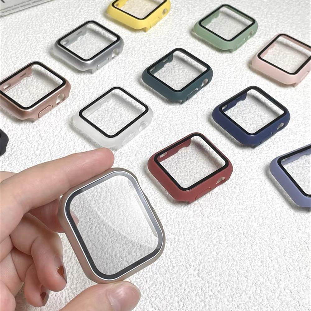ใหม่ S10 พร้อมฟิล์มหน้าจอสําหรับ Apple Watch S10/9/8/7/5/4 SE2 ป้องกันรอยขีดข่วน PC Hard Case สําหรับ iWatch 46 มม.45 มม.44 42 41 40 ป้องกันหน้าจอสี Candy
