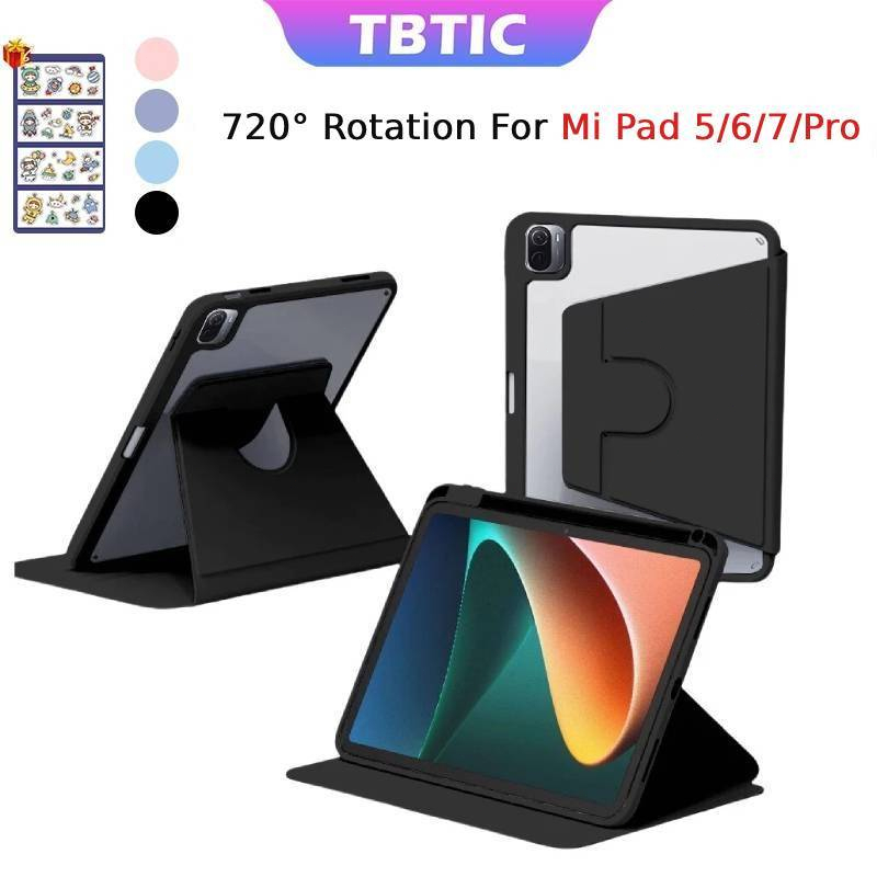 Tbtic สําหรับ Xiaomi Pad 7 6 5 Pro พร้อมปากกาที่ใส่ดินสอ 2024 11.2 11 นิ้ว 720° การหมุนอะคริลิคใส