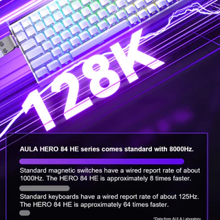 Aula HERO 84HE คีย์บอร์ดแม่เหล็ก RT0.01 8Khz แบบมีสายพร้อมกล่องไฟ RGB คีย์บอร์ด Latency ต่ํา