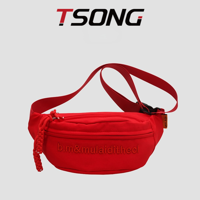 กระเป๋าสะพายข้างและกระเป๋าคาดหน้าอกของแบรนด์ TSONG เป็น unisex กําลังฮิต อิน สไตล์แฟชั่นกระเป๋าใบเล็ก กันน้ํา มีสไตล์ฮิปฮอปเกาหลี #6221