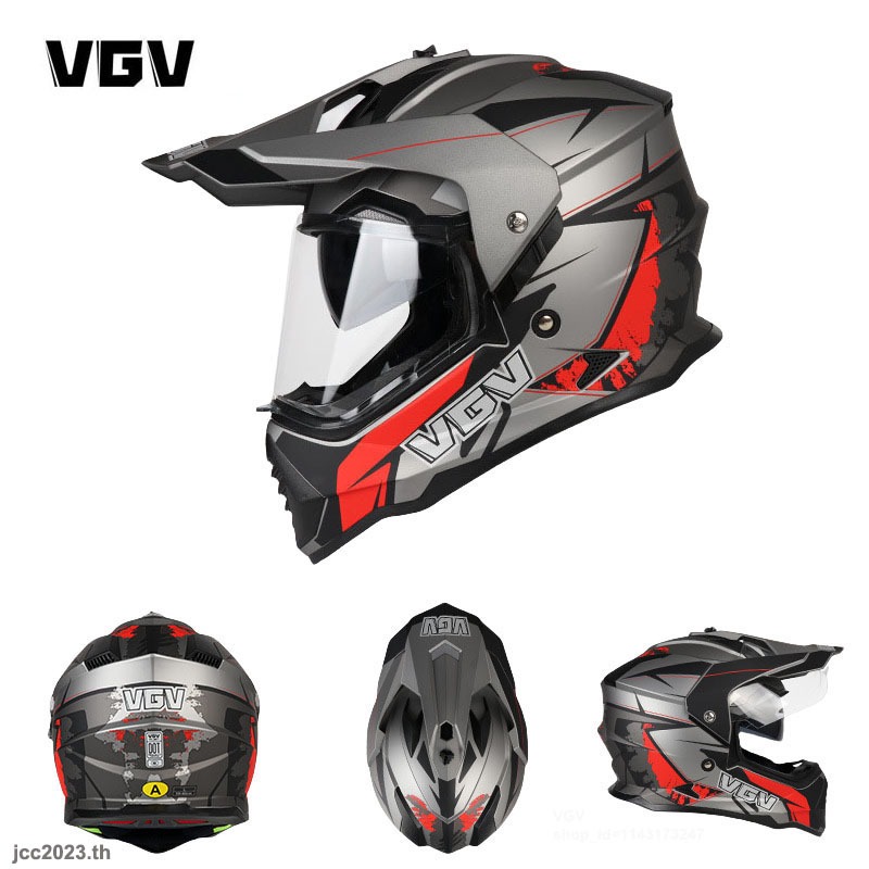 VGV หมวกกันน๊อค ออกแบบสไตล์เรซซิ่ง ติดตั้งบลูทูธได้ ซับในถอดซักได้ เลนส์คู่ ใช้ได้ทุกฤดูกาล สำหรับผู้ชายและผู้หญิง หมวกกันน็อคเต็มใบ