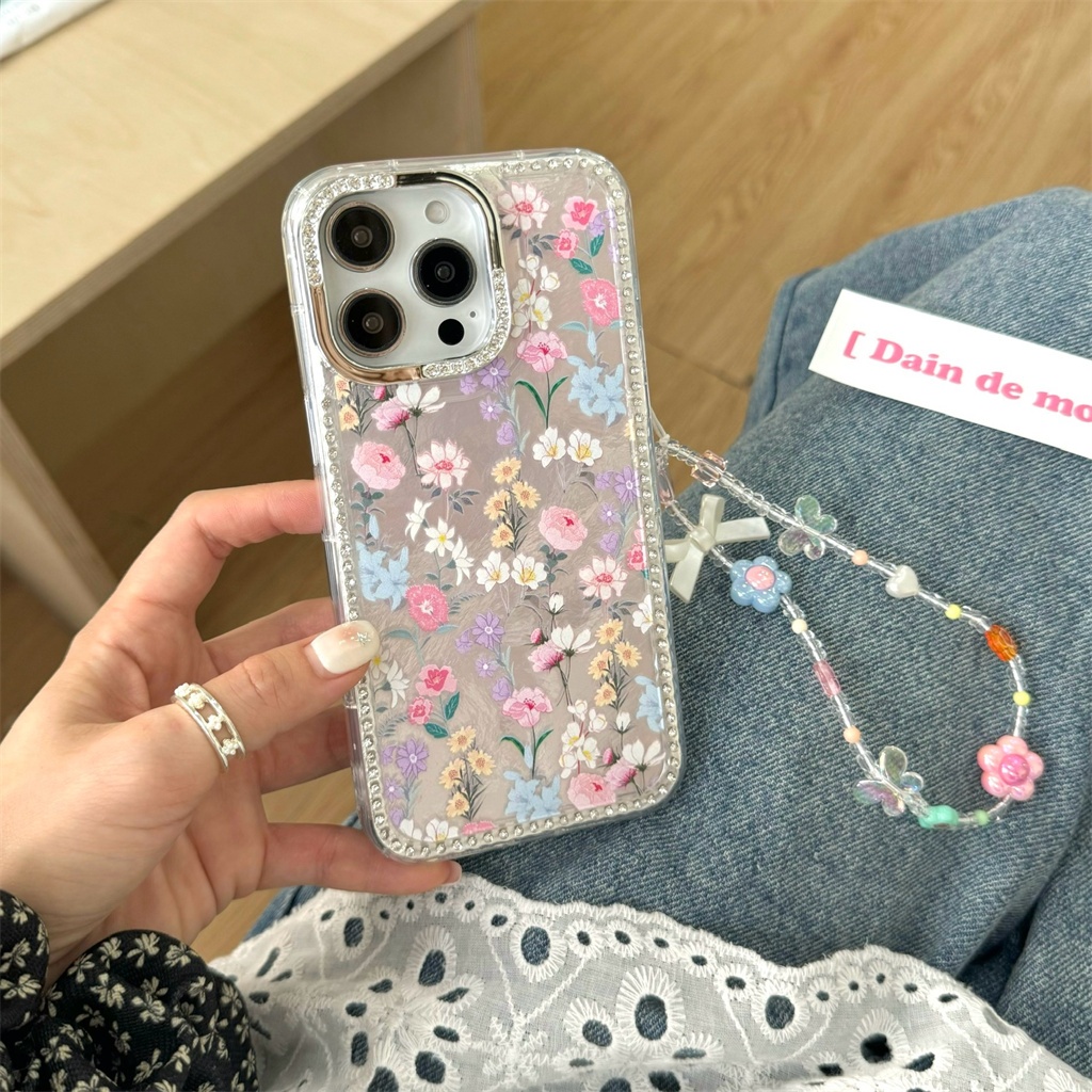 สําหรับiphone case 16 Pro Max 15 Pro Max 14 Pro Max 13 Pro Dot Diamond Flowerเคสโทรศัพท์