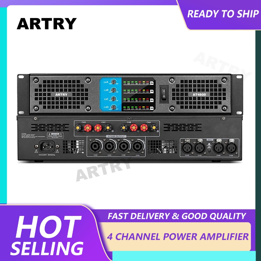 ARTRY AT2800 / AT48000 เครื่องขยายเสียงมืออาชีพเครื่องขยายเสียงดิจิตอลการประชุมขนาดใหญ่สี่ / สองช่องเวทีที่บ้านเครื่องขยายเสียงโพสต์กำลังสูง