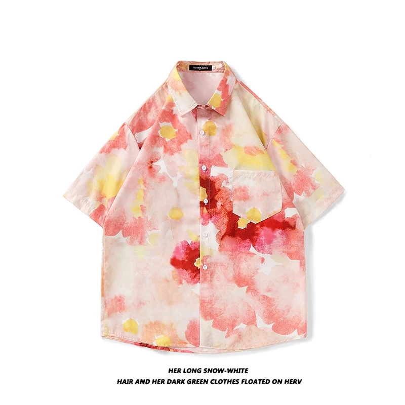 เสื้อสงกรานต์ผู้ชาย ฮาวาย แขนสั้น ผ้าไหมอิตาลี ลายดอก #3006 thumbnail 4