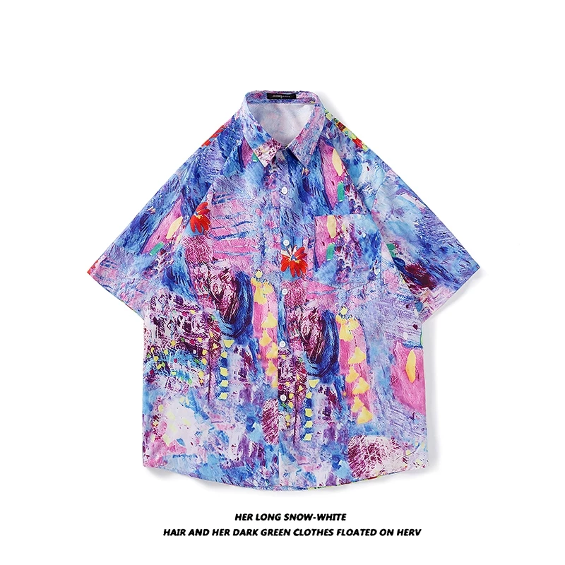 เสื้อสงกรานต์ผู้ชาย ฮาวาย แขนสั้น ผ้าไหมอิตาลี ลายดอก #3006 thumbnail 7