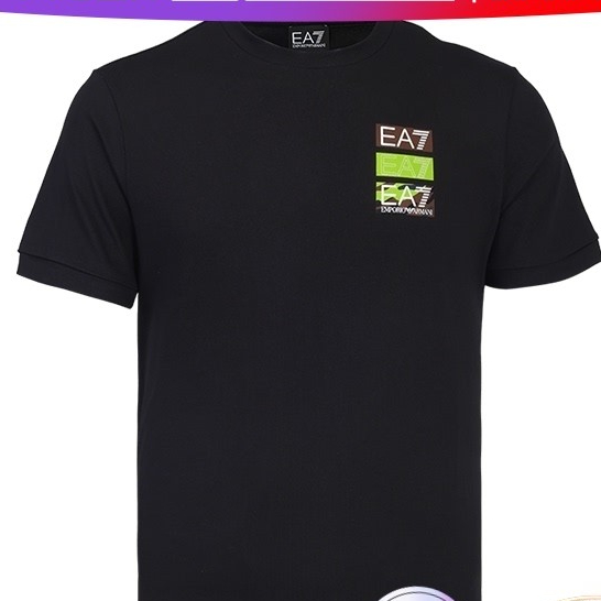 ฤดูร้อน EA7 เสื้อยืดแขนสั้นแฟชั่นใส่สบายคอกลมป้ายคอปก+Tag