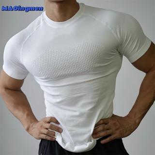 [MAOINGMEN] ชุดออกกําลังกายมืออาชีพของผู้ชายไม่มีรอยต่อแขนสั…