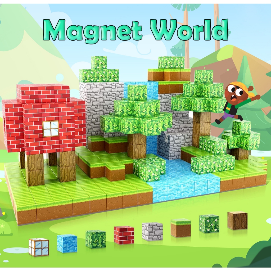 19PCS/48PCS/63PCS/75PCS/100PCS 2025 Magnetic Blocks Building Mine Magnet World ของเล่นแม่เหล็กสําหรั