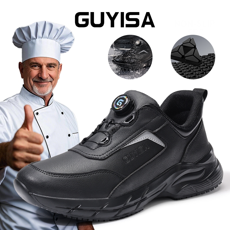 Guyisa รองเท้าผู้ชายรองเท้าผ้าใบกันน้ํามืออาชีพกันลื่นรองเท้าเชฟ C005 39-44