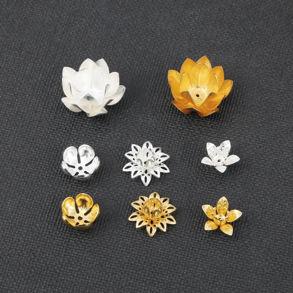 2pcs ทองเหลืองชุบ Multi-สไตล์กลีบ Torus เครื่องประดับอุปกรณ์เสริมสําหรับ DIY สร้อยข้อมือสร้อยคอเครื่องประดับทํา