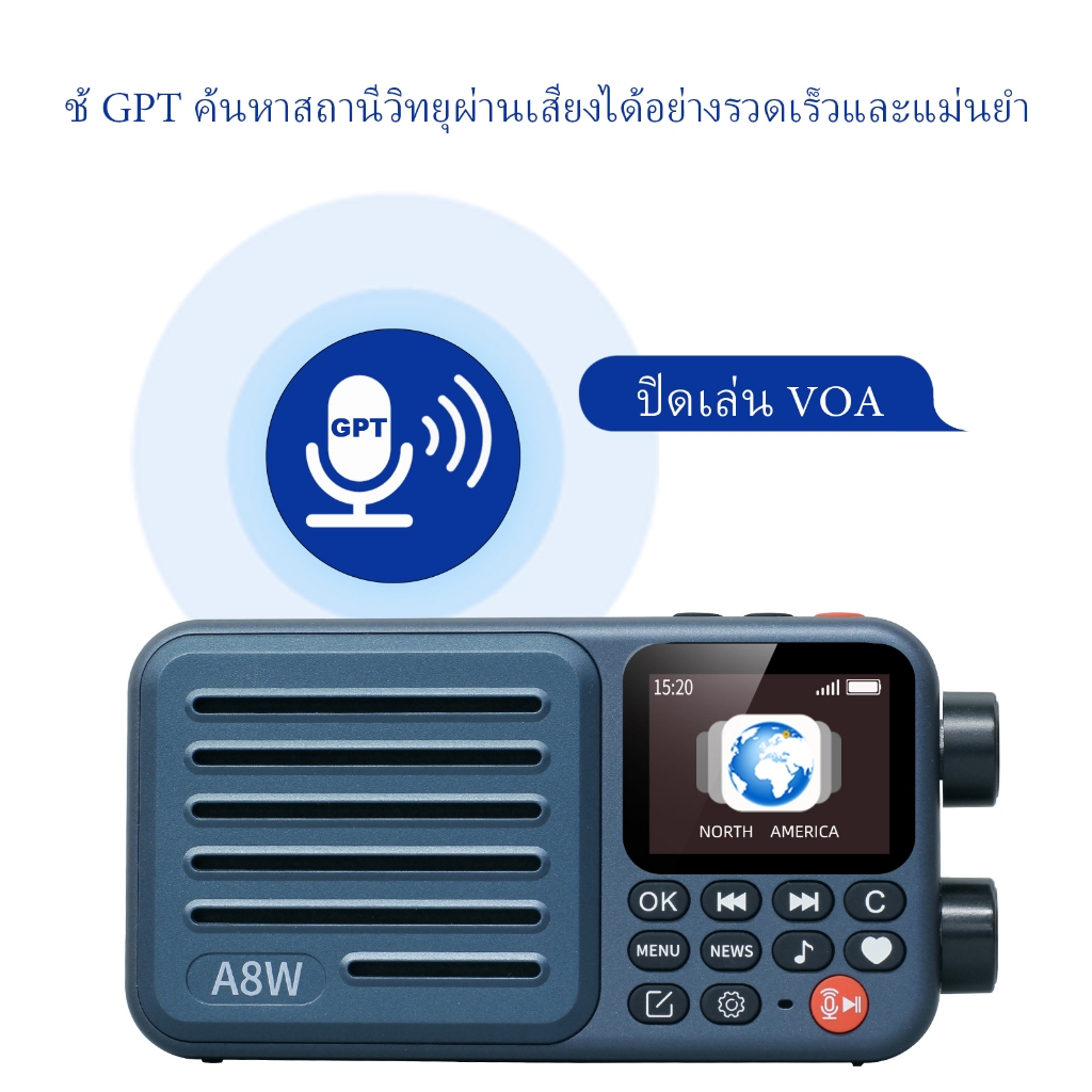 Choyong A8W เครื่องรับวิทยุอินเทอร์เน็ตอัจฉริยะแบบพกพาลําโพงวิทยุ WiFi/4G พร้อม FM,Micro-SD Card,วิทยุทั่วโลกทั้งหมด,สําหรับบ้านด้วย WiFi,วิทยุดิจิตอล,วิทยุchoyoung