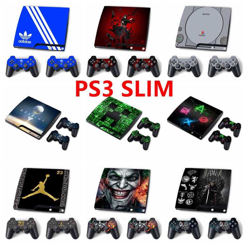 100 สี Sony Playstation 3 Slim คอนโซลผิวชุดไวนิล Decal สติกเกอร์ 2 PCS คอนโทรลเลอร์ไร้สายสติกเกอร์สําหรับ PS3 Slim คอนโซล