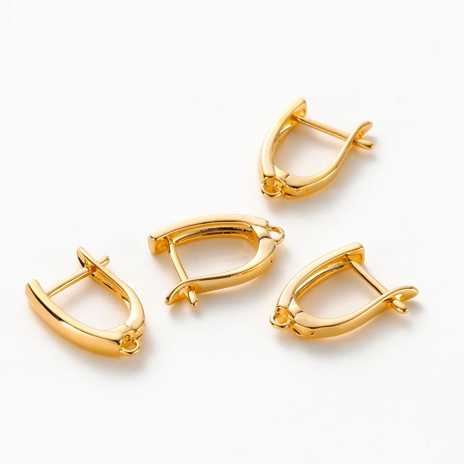 St.kunkka 2PCS Gold-Plated 18K Color-Preserve Real Gold Glossy D-Shaped Ear Buckle แฟชั่นอุปกรณ์เสริม