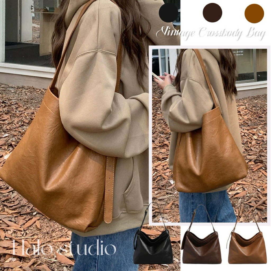 Halo studio พร้อมส่ง🔥 กระเป๋าแฟชั่นสไตล์เกาหลี หนัง PU กระเป๋าสะพายข้าง Maillard เทรนด์แฟชั่น