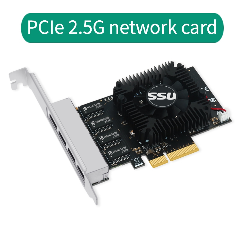4 พอร์ต PCIe x4 เปิด 2.5G การ์ดเครือข่าย RTL8125 ชิป 2500Mbps｜เข้ากันได้กับ Win7/10/11
