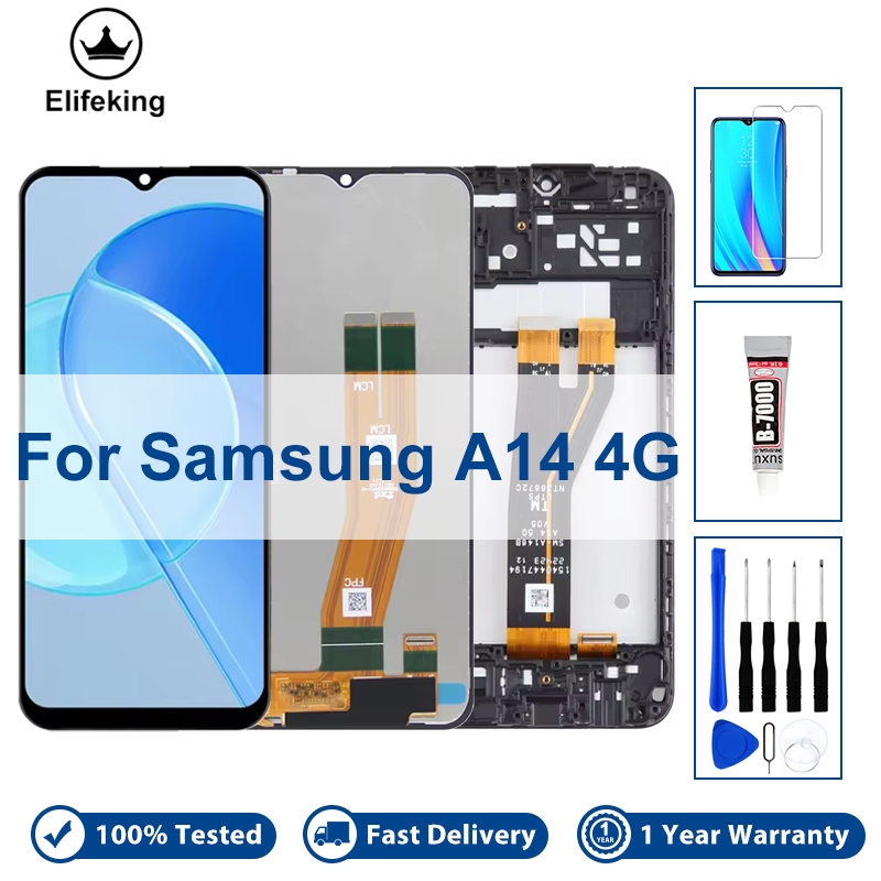 6.6 "LCD สําหรับ Samsung Galaxy A14 4G A145M A145P A145R จอแสดงผล Touch Screen Assembly กรอบ SM-A145