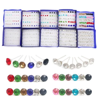 20 คู่ต่างหูชุดเกาหลีแฟชั่นที่มีสีสันคริสตัลต่างหูผสมสีพลาสติก Dangle ต่างหูชุดสําหรับผู้หญิง