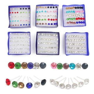 20 คู่ต่างหูชุดเกาหลีแฟชั่นที่มีสีสันคริสตัลต่างหูผสมสีพลาสติก Dangle ต่างหูชุดสําหรับผู้หญิง