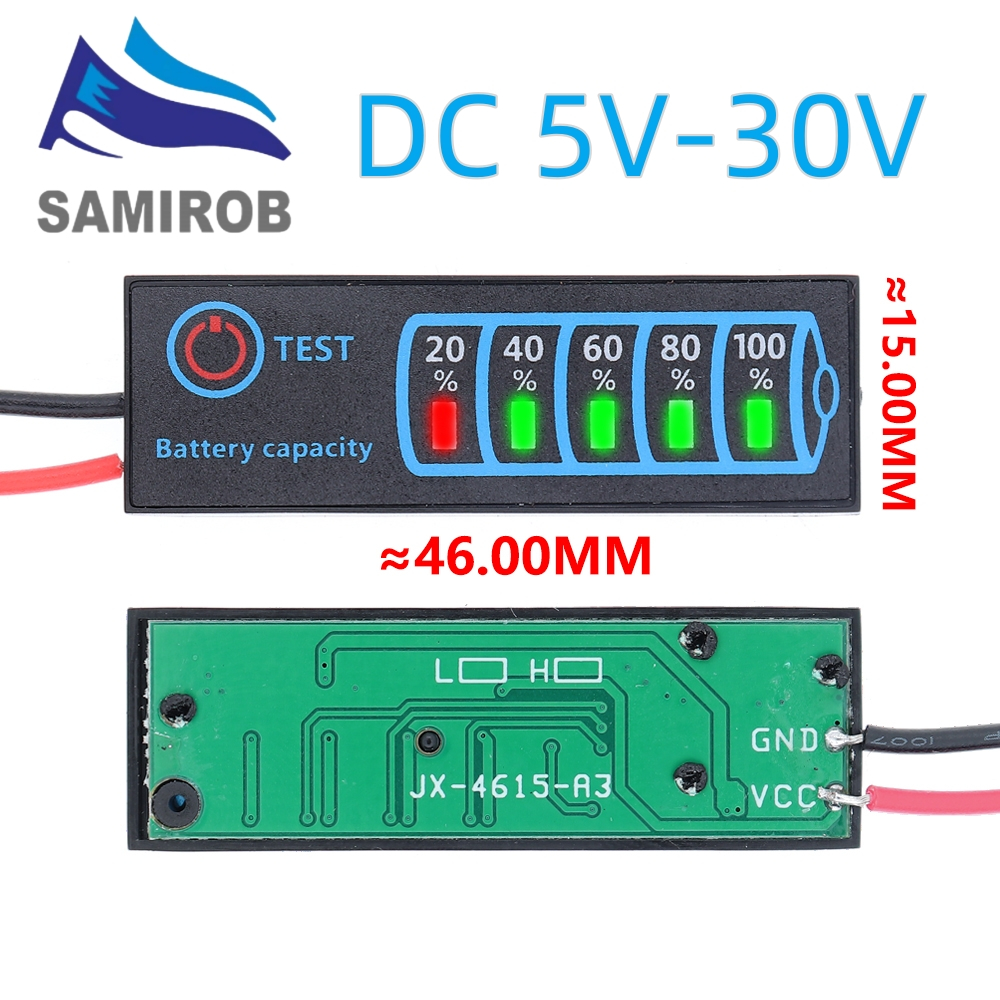Dc5v-30v 2-8S ตัวบ่งชี้ระดับแบตเตอรี่ Li-ion แบตเตอรี่ Li-Fe-Phosphate เครื่องทดสอบจอแสดงผลความจุแบตเตอรี่