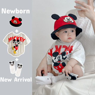 ทารกแรกเกิดเด็กทารกผ้าฝ้าย 100% การ์ตูน ชุดรอมเปอร์ แขนสั้นผ…