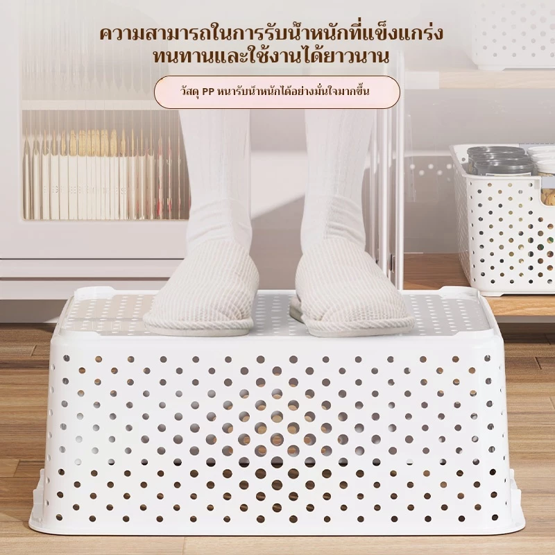 กล่องเก็บของ กล่องพลาสติก ตะกร้าอเนกประสงค์สีขาว ตะกร้าเหลี่ยม ใส่ของใช้ทั่วไ ประหยัดพื้นที่ มี 4 ขนาด thumbnail 8