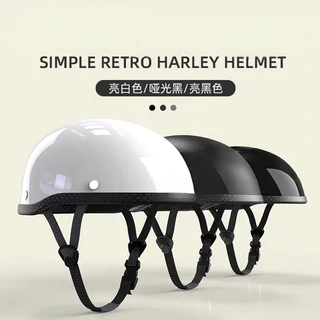 หมวกกันน็อคครึ่งใบ หมวกกันน็อคมอเตอร์ไซค์วินเทจ Retro Racer Scooter สีดําด้าน EPS ซับใน DOT ได้รับการรับรอง