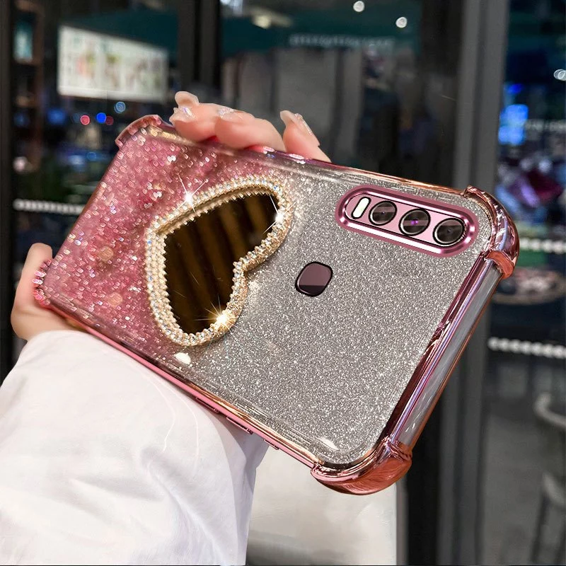 กรณีสําหรับ vivo y11 y12 y15 y17 y19 ป้องกันการสั่นสะเทือน soft shell พร้อมกระจกแต่งหน้ายืนฟังก์ชั่นโทรศัพท์มือถือ soft shell