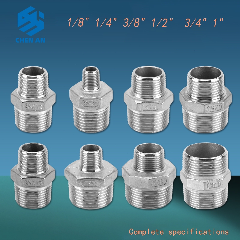 1pcs 1/8" 1/4 "3/8" 1/2 "3/4" 1"Male To Male Thread สแตนเลส 304 ท่อ Equal ลดหัวนมอุปกรณ์ Quick Connector Adapter น้ําน้ํามันแก๊ส CHEN AN