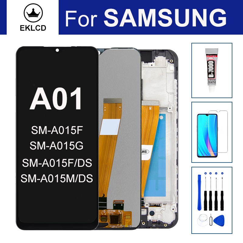 หน้าจอสําหรับ Samsung Galaxy A01 A015 SM-A015F A015G A015M จอแสดงผล LCD Touch Panel Digitizer Assemb