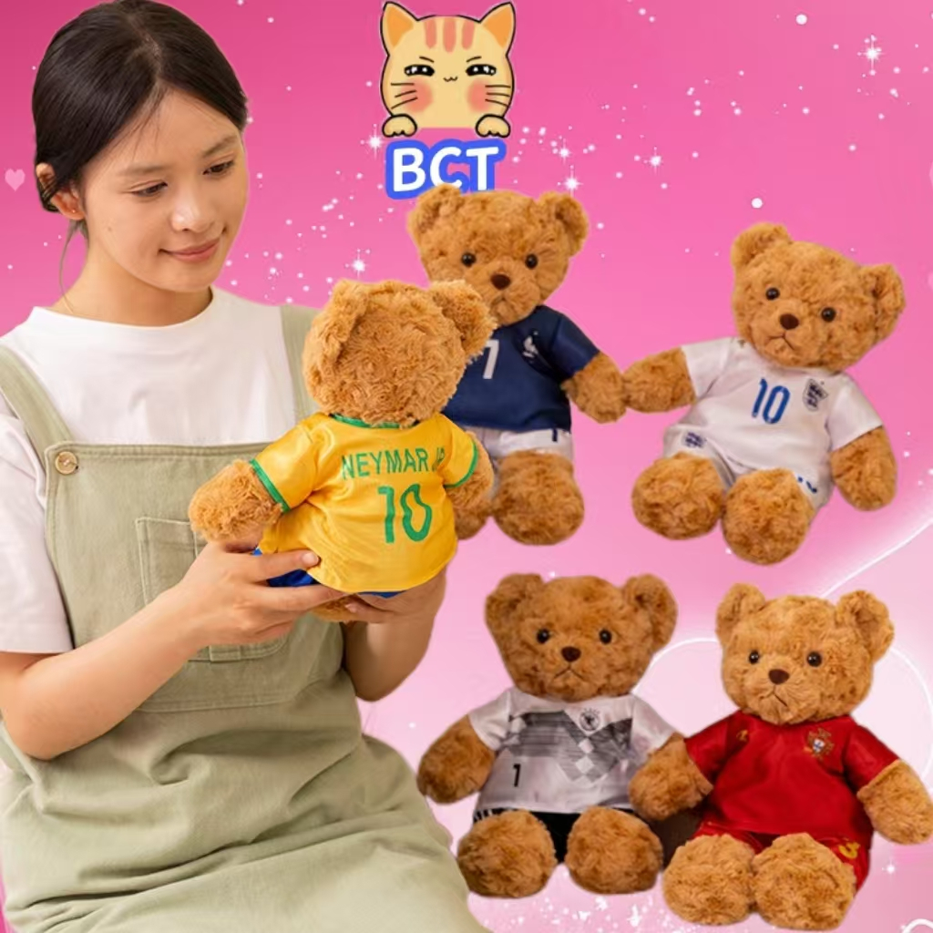 Bct น่ารัก Jersey Bear ของเล่นตุ๊กตาฟุตบอลสร้างสรรค์ตุ๊กตาหมีตุ๊กตายัดไส้ Soft PIushies ฟุตบอลโลก Cristiano Ronaldo Messi ฟุตบอล Star ตุ๊กตาแฟนของขวัญ, ของเล่นเด็ก Gi