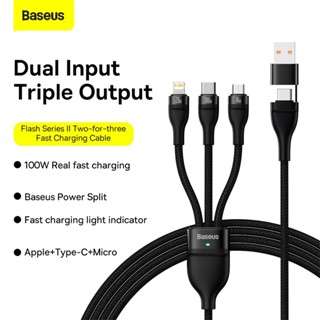 BASEUS สายชาร์จ 3 in 2 USB Type-C to M+L+C 5A 100W ชาร์จเร็ว…