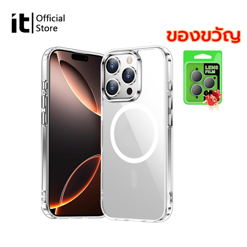 [it]เคสป้องกันการชนกัน/โปร่งใสสําหรับ for iPhone 16Pro Max 15  13 14Plus 12 11Pro   TPU+PC วัสดุ เคสใสไอโฟน 16[แจกฟรี ฟิล์มเลนส์กล้อง]