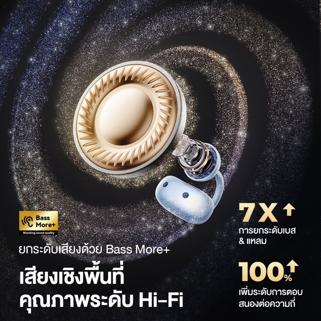 มาใหม่ล่าสุด หูฟังไร้สาย 1MORE S20 รองรับ LDAC & AAC  Hi-Res Audio  โหมดเกมดีเลย์ต่ำ  เบสหนักแน่น  Bluetooth 5.4  ตัดเสียง ENC 4 ไมค์   แบตอึด  กันน้ำ IPX5