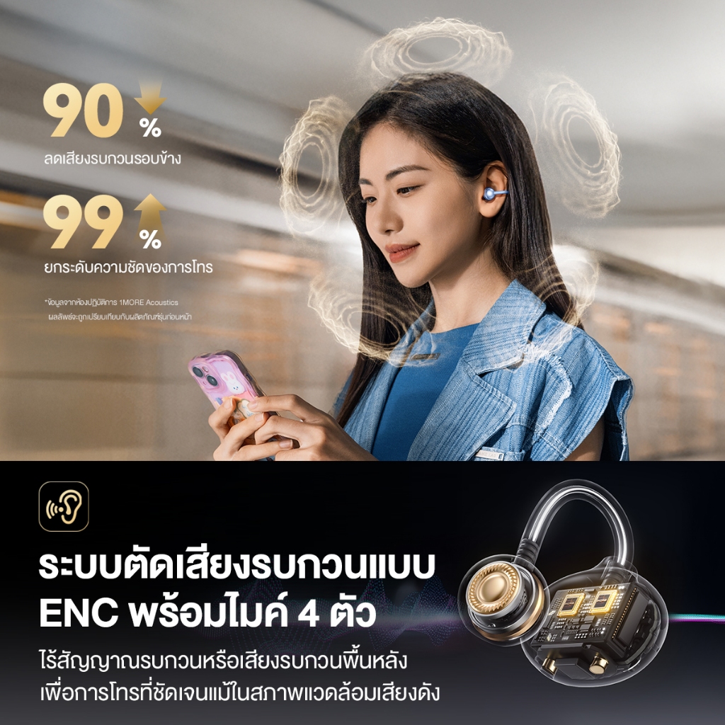 มาใหม่ล่าสุด หูฟังไร้สาย 1MORE S20 รองรับ LDAC & AAC  Hi-Res Audio  โหมดเกมดีเลย์ต่ำ  เบสหนักแน่น  Bluetooth 5.4  ตัดเสียง ENC 4 ไมค์   แบตอึด  กันน้ำ IPX5
