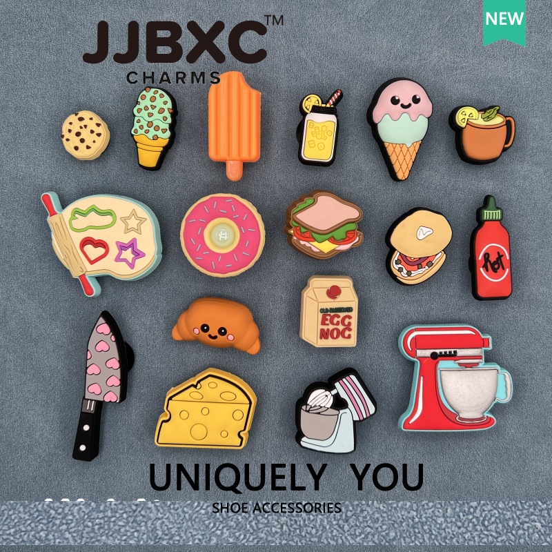 JJBXC ตัวติดรองเท้า charm ชุดหัวเข็มขัดการ์ตูนลายเค้กและขนมหวาน น่ารัก สำหรับรองเท้าทุกแบบ อุปกรณ์ตกแต่งรองเท้า