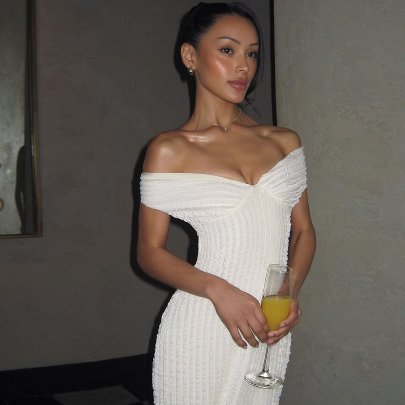 แปลก Puss Slash-คอชุด Cleavage Backless Patchwork Hip-Covering Casual แฟชั่นเซ็กซี่ดู Slimmer สไตล์อ