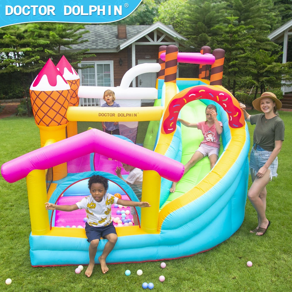 Doctor Dolphin ปราสาทเด้ง Ice cream cone Bouncy Castle with Blower 310*290*220 สไลด์ สระบอล 72043
