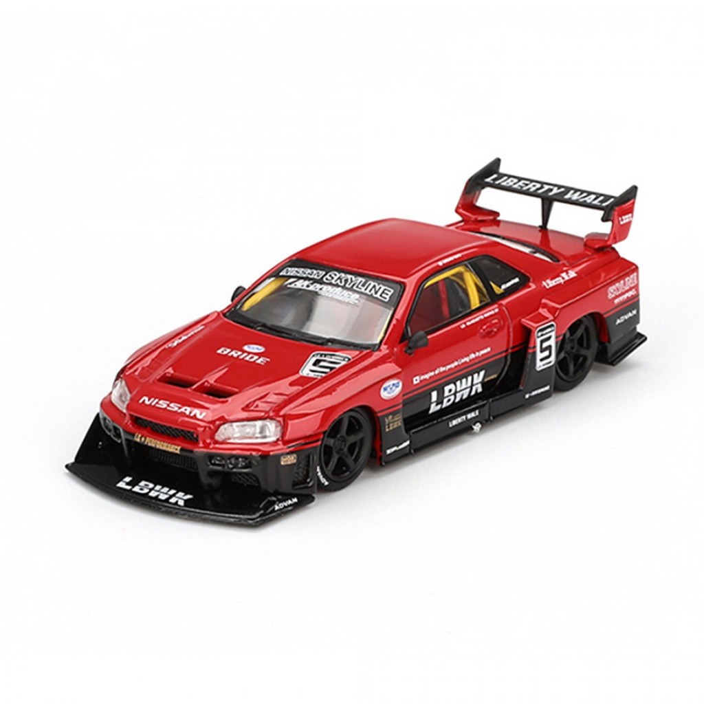 Mini GT MGT00843 843 1/64 Nissan LB-ER34 Super Silhouette SKYLINE ADVAN สีแดงสีดํา RHD Diecast Scale รุ่นรถ
