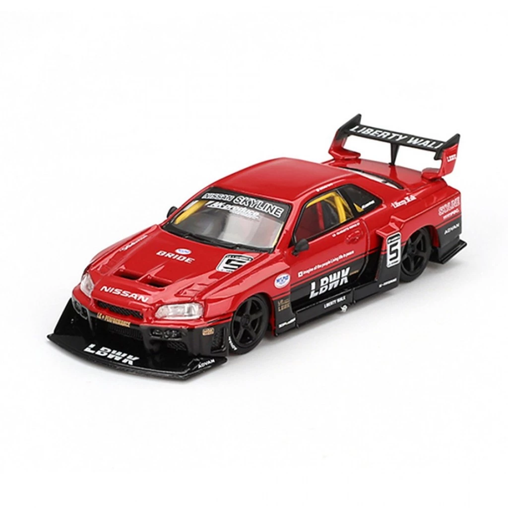 Mini GT MGT00843 843 1/64 Nissan LB-ER34 Super Silhouette SKYLINE ADVAN สีแดงสีดํา RHD Diecast Scale รุ่นรถ